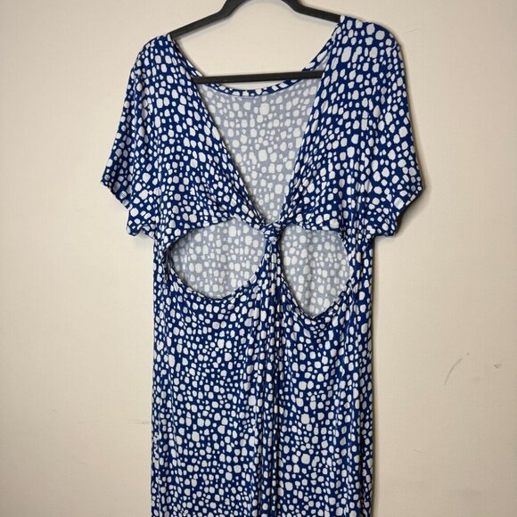 ELOQUII Elements Blue and White Printed Rayon Women's Maxi Dress Size 18/20 - Picture 8 of 13